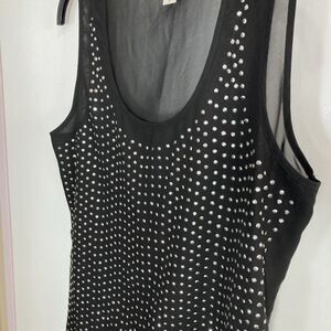 Black  with Silver Studs Sheer back Tank Top with lined front  Size M Y2K Goth